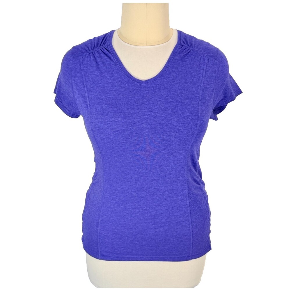 Tangerine Purple Tee Shirt Women's XXL V-Neck Ruched Perf.ormance Front Sea